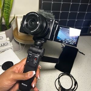 Sony ZV E10 interchangeable lens with accessories